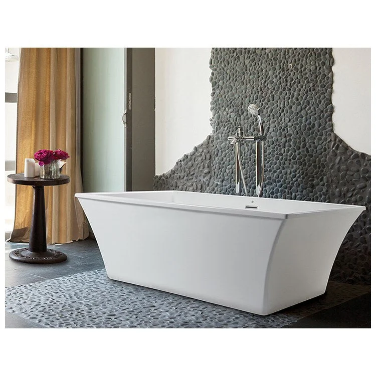 Soaking Tub Westbrook 66 x 36 Inch Freestanding Center White Acrylic CXL 91 Gallons 23-3/4 Inch