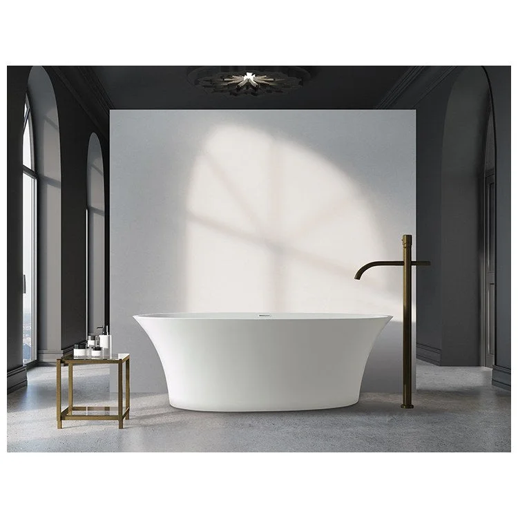 Soaking Tub Adeline 64 x 31 Inch Freestanding Center White Gloss Mineral Composite 71 Gallons 21-3/8 Inch