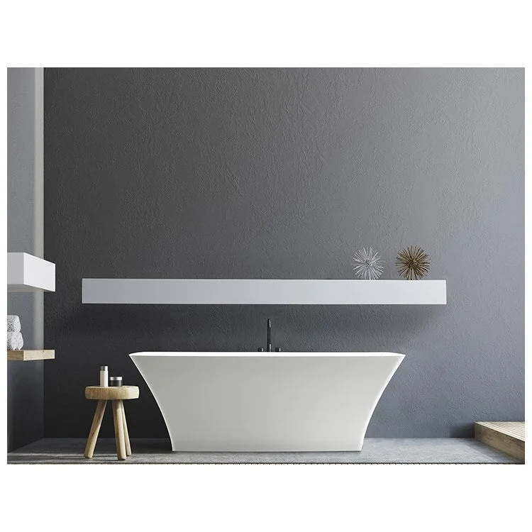 Soaking Tub Marcel 65.5 x 31 Inch Freestanding Center White Gloss Mineral Composite 80 Gallons 22-1/2 Inch