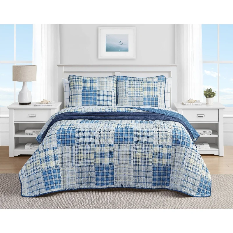 Nautica Raeford Cotton Reversible Blue Quilt Set