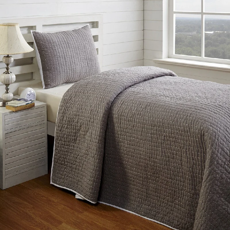 Zachy Grey Twin 2-piece Quilt Set