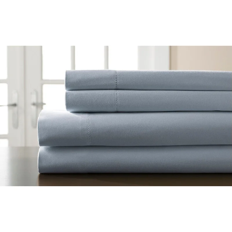 400 Thread Count Hemstitch Lt. Blue Solid Bed Sheet Set