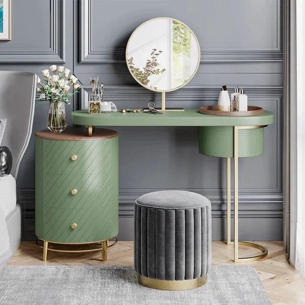 Oceana Makeup Vanity Table With Mirror, Dressing Table With Stool, Vanity Dressing Table Home Dressers Bedroom Furniture Moveable Bedside Table with Wooden Dressing Table Cabinet