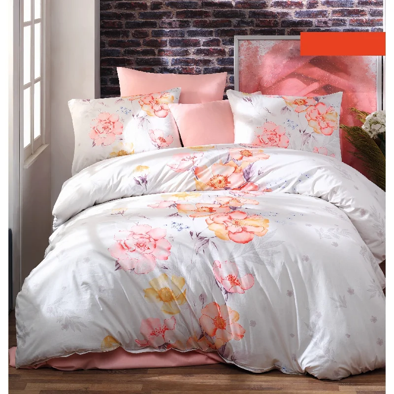 Bahar Spring Blossom White Cotton Bedding Set of 4