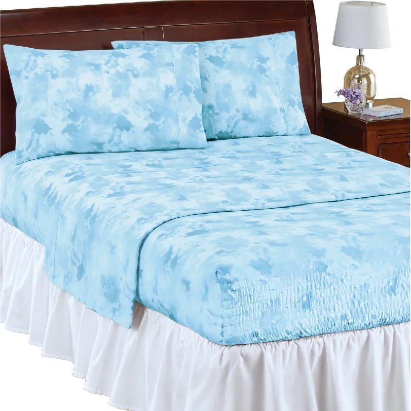 Bed Tite Watercolor Non-slip Microfiber Sheet Set