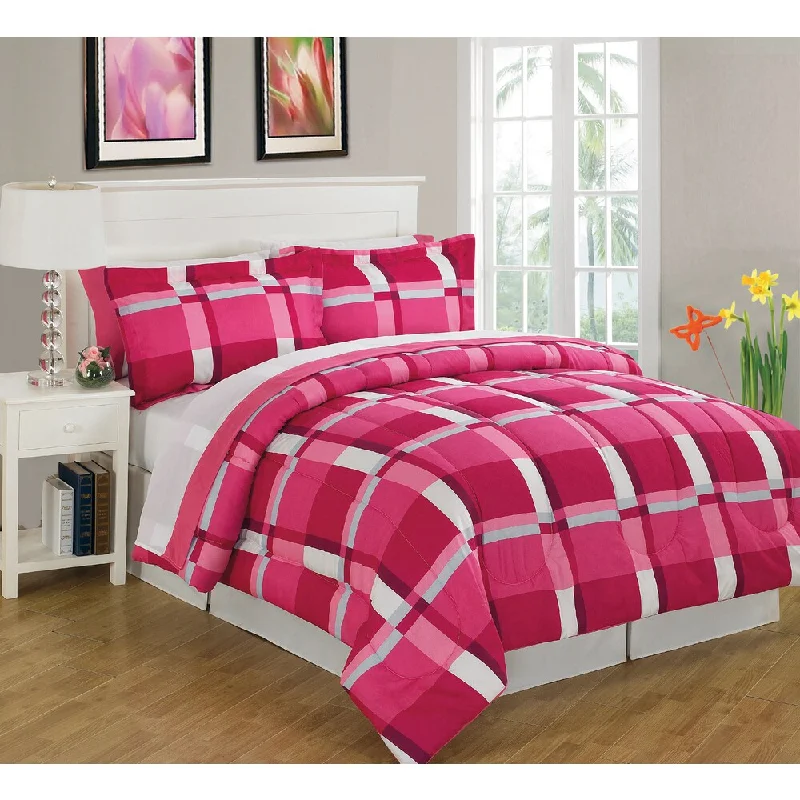 Block Pink King Size 8-Piece Reversible Bed In A Bag