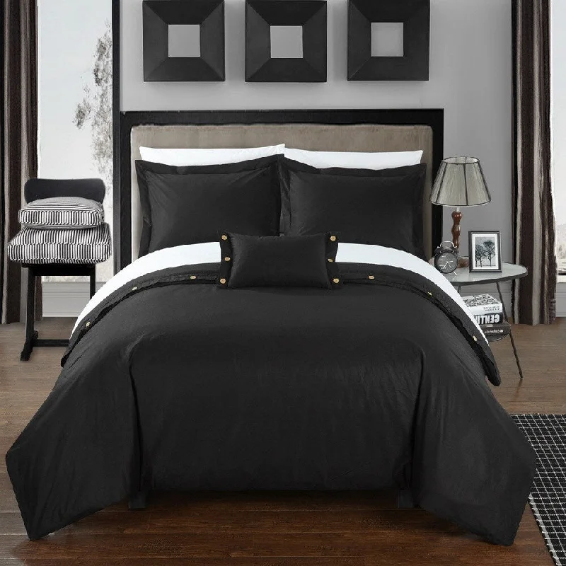 Chic Home 8-Piece Astrid Bed-In-A-Bag Black Duvet Set