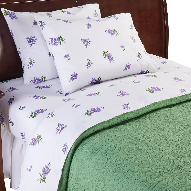 Colorful Lavender Wisteria Blooms Cotton 4-Piece Bed Sheet Set