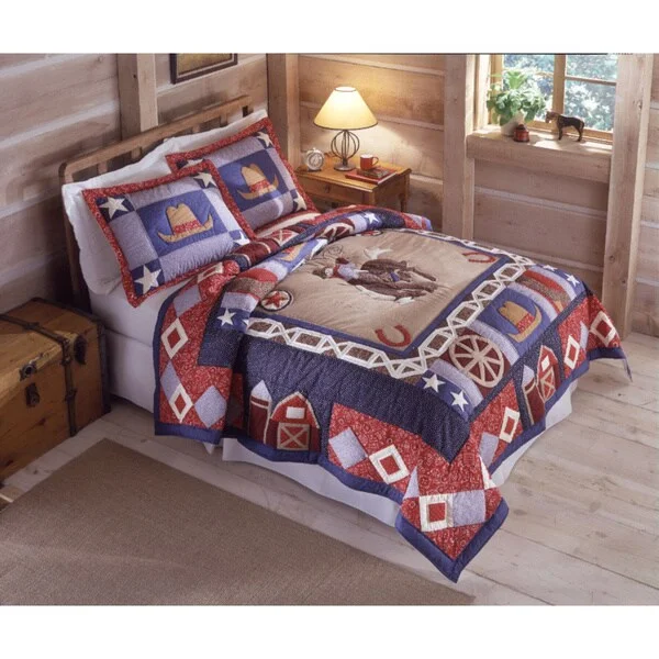 Cowboy Applique 3-piece Quilt Set