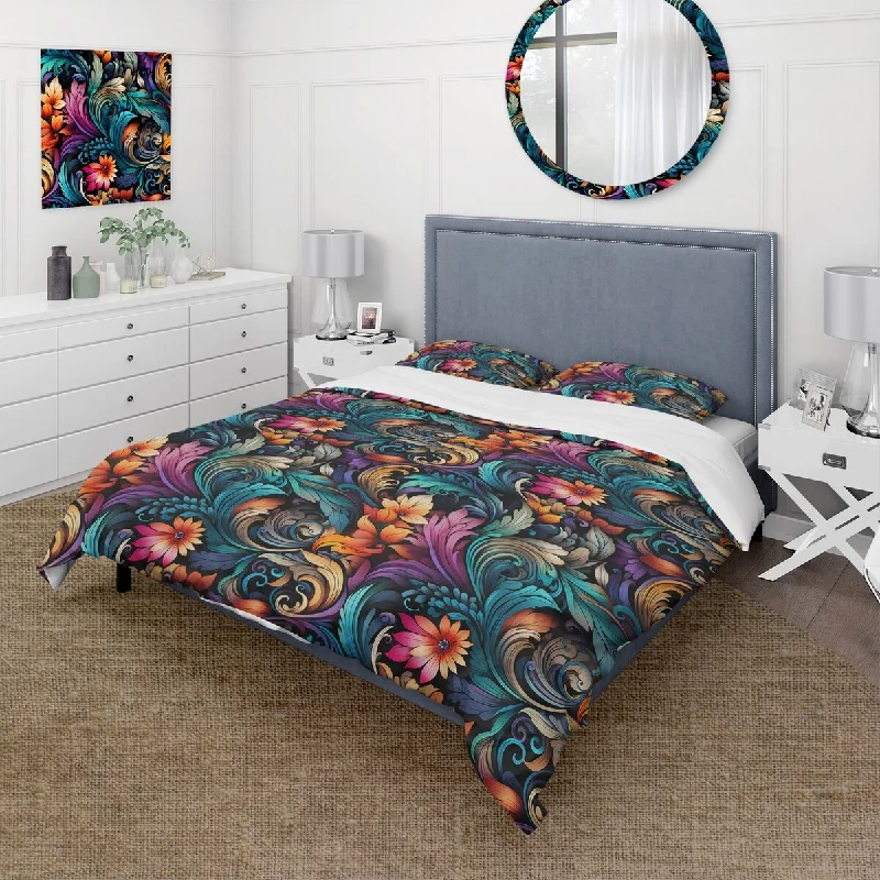 Designart "Bohemian Rhapsody Paisley Pattern IV" Paisley; Floral Bedding Cover Set With 2 Shams