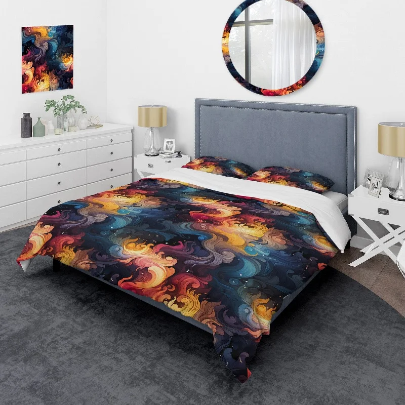 Designart "Celestial Concealment Ripple II" Modern Bedding Covert Cet With 2 Shams