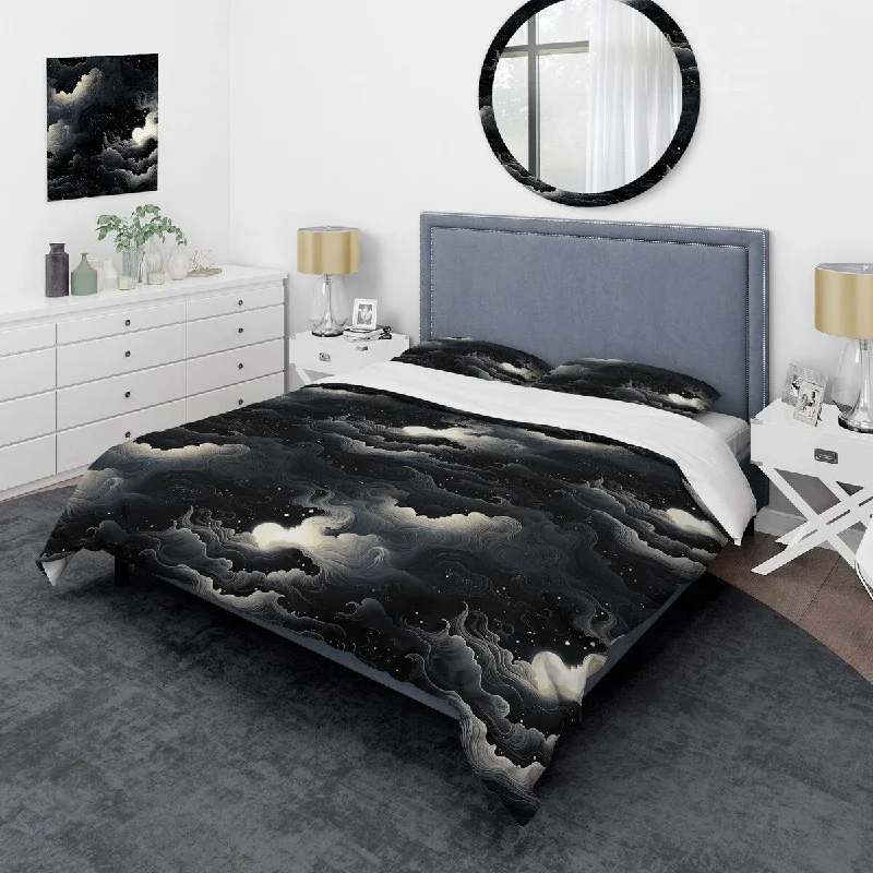 Designart "Lunar Haze Moody Patterns II" Beige Modern Bedding Cover Set With 2 Shams