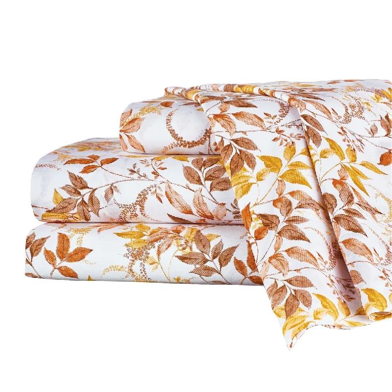 Flowing Leaves Cotton Bed Sheet Set