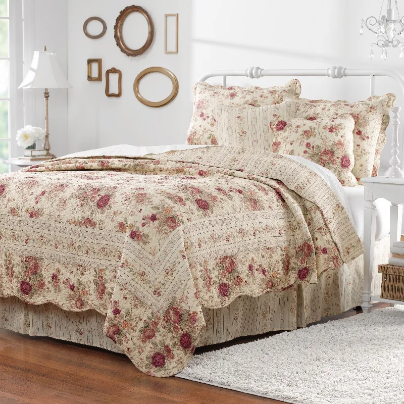 Greenland Home Fashions Antique Rose All-Cotton Reversible Quilt Set