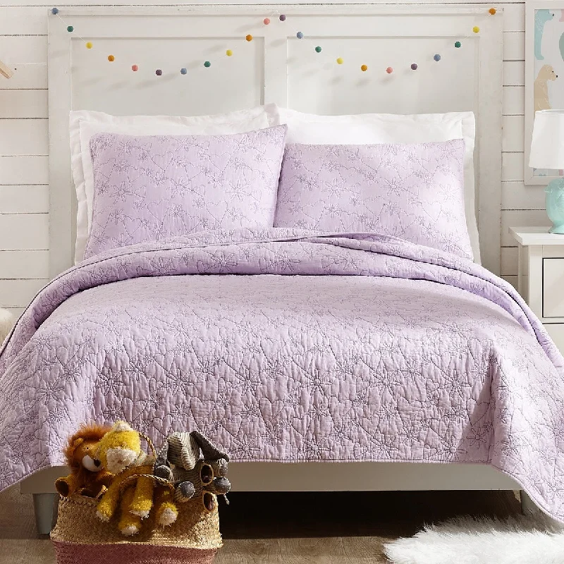 Jessica Simpson Flower Heart Purple Quilt Set