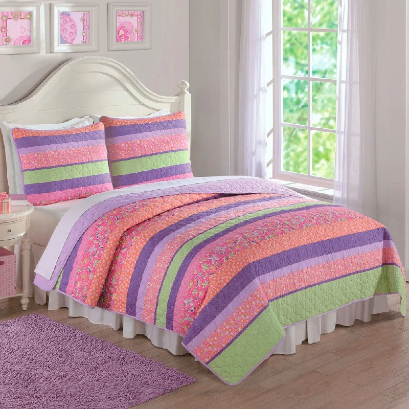 Laura Hart Kids Anna's Pastel Stripes 3-piece Quilt Set