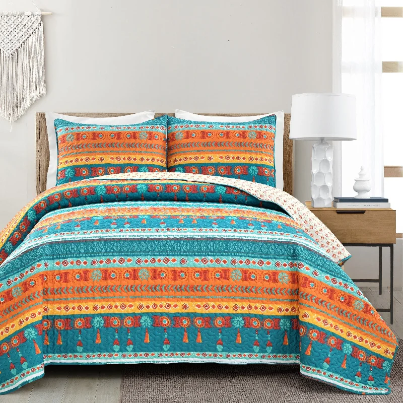 Lush Decor Boho Watercolor Border Quilt Set