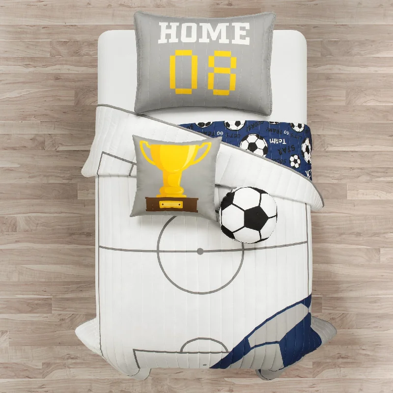 Lush Decor Soccer Game Reversible Oversized Kids Quilt Set