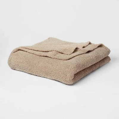 New - Twin/Twin XL Cozy Chenille Bed Blanket True Khaki - Threshold