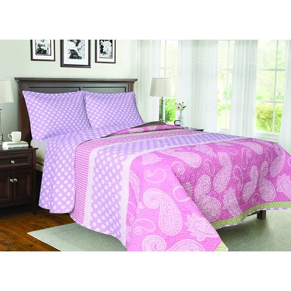 Pink Paisley 3-piece Quilt Set