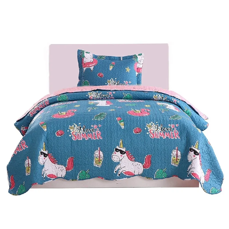 Porch & Den Dewberry Unicorn Quilt Set