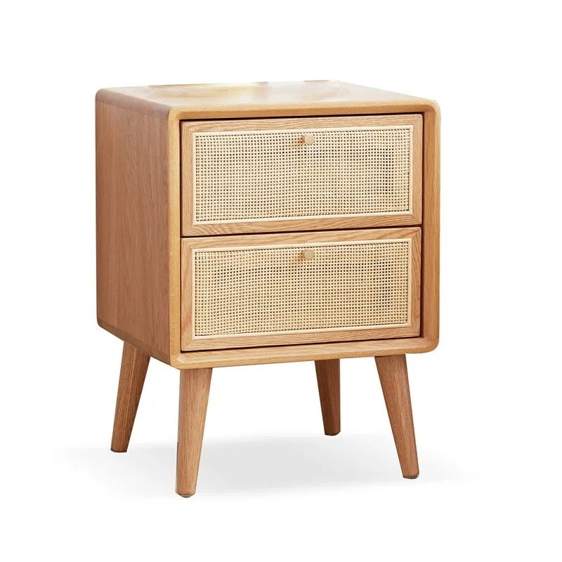 Pure Solid Wood Bedside Cabinet Modern Simple Nightstands Bedroom Solid Oak Storage Cabinet 0.4m