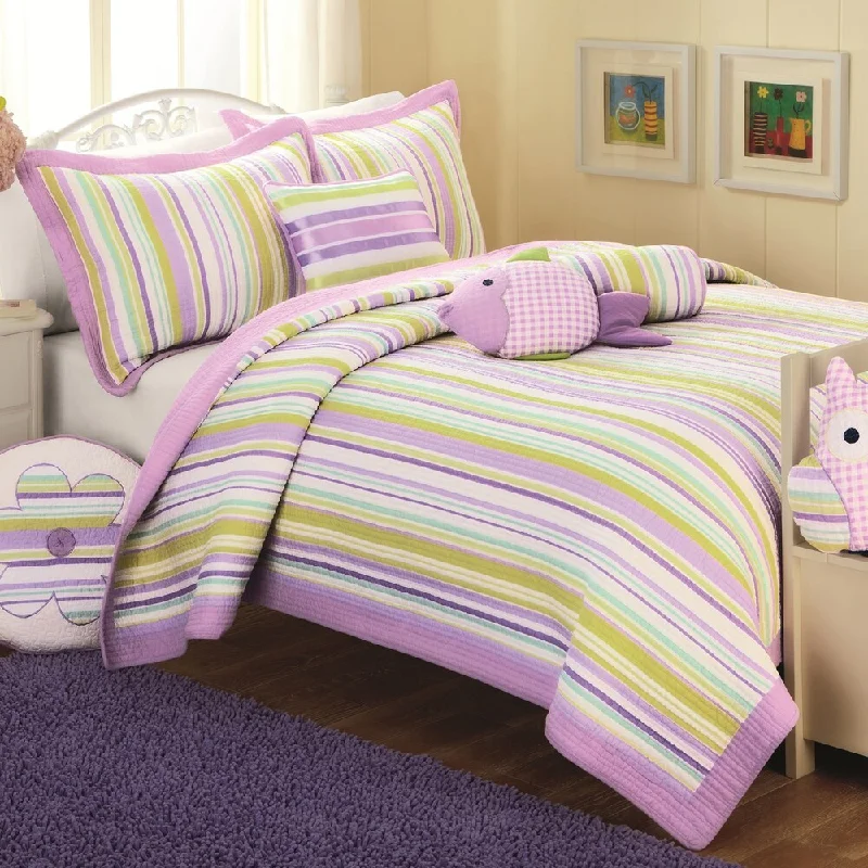 Purple Stripe 3-piece Quilt Set