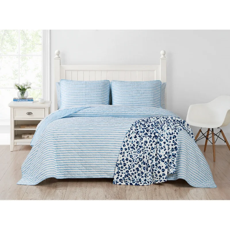 Scout Double Stuff Cotton Blue Quilt Set