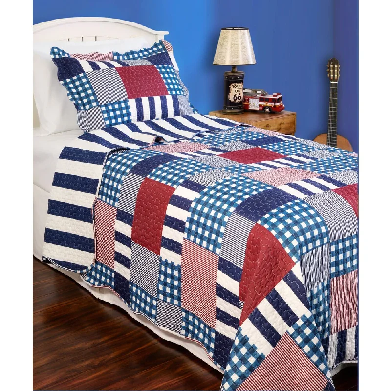 Slumber Shop Harmony Plaid Reversible 3-piece Quilt Set