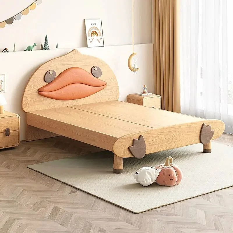 Small Bedroom Modern Teenager Bed Solid Wood Leg Cartoon Single Bed