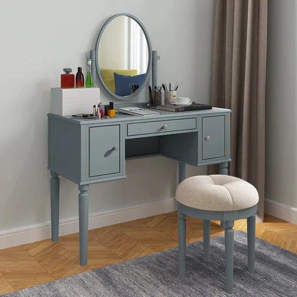 Jonas Wide solid wood dressing table with mirror Modern Vanity Table | Makeup Dressing Table with Mirror and 3 Spacious Drawers | Bedroom Essential for Girls and Women