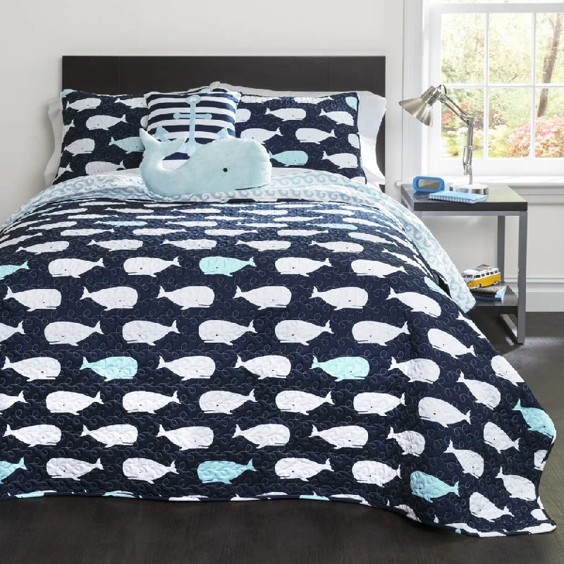 Taylor & Olive Lums Whale Print 5-piece Quilt Set