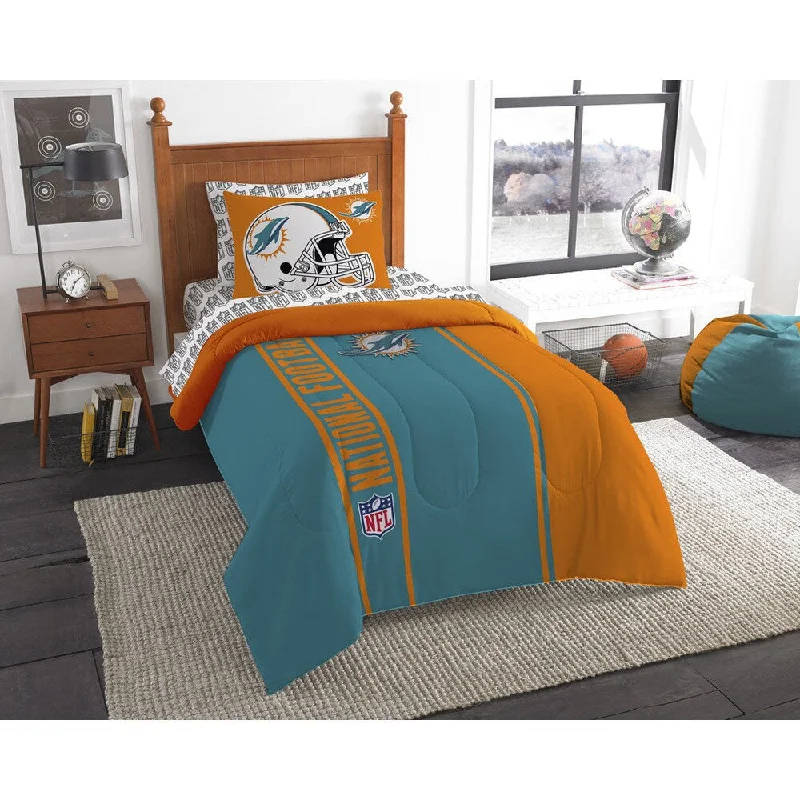 The Northwest Company NFL Miami Dolphins Twin 5-piece Bed in a Bag with Sheet Set