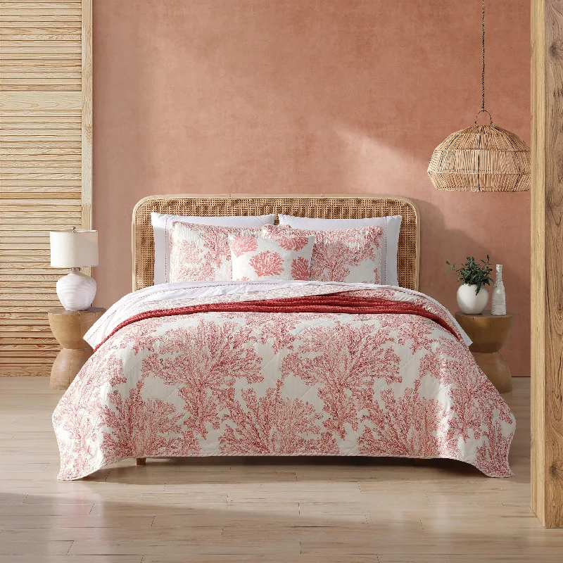 Tommy Bahama Coral Garden Cotton Reversible Quilt Set