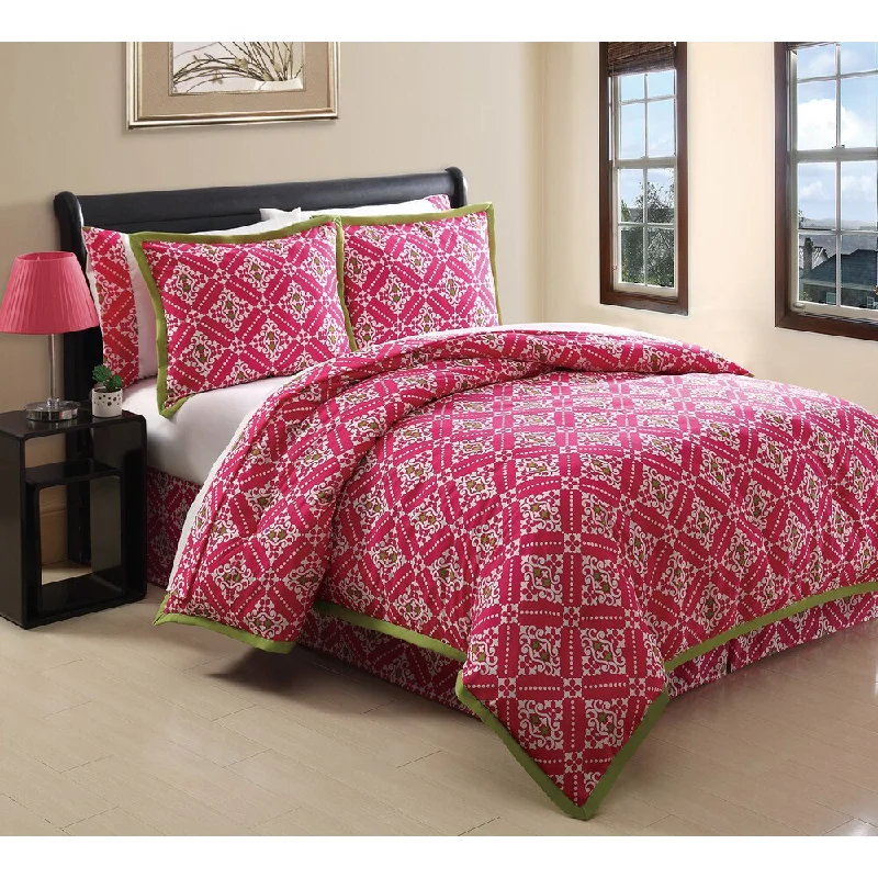 Tribeca Pink and Lime Reversible 6-piece Oversized and Overfilled Reversible Bed in a Bag