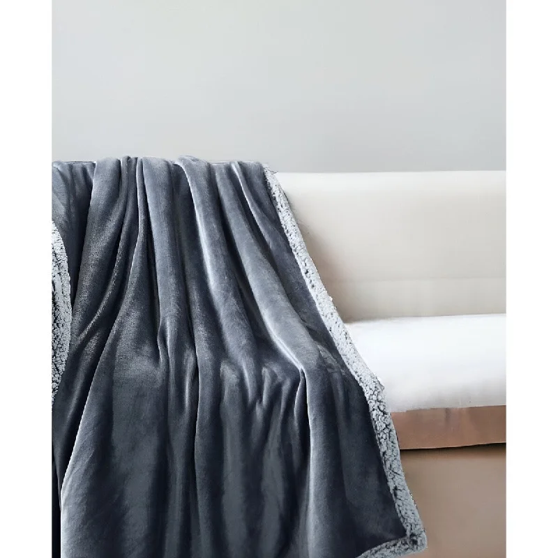 50" X 60" Dark Slate Gray Knitted Polyester Plush Throw Blanket