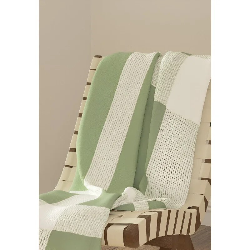 50" X 60" Green Woven Cotton Checkered Throw Blanket with Fringe