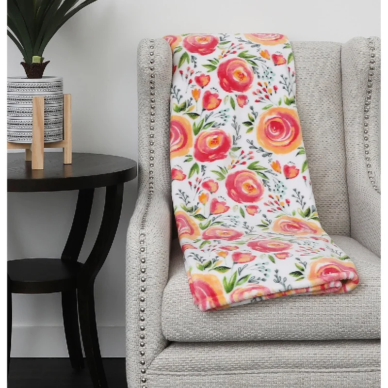 50x70" Flora Flowers Printed Fleece Throw