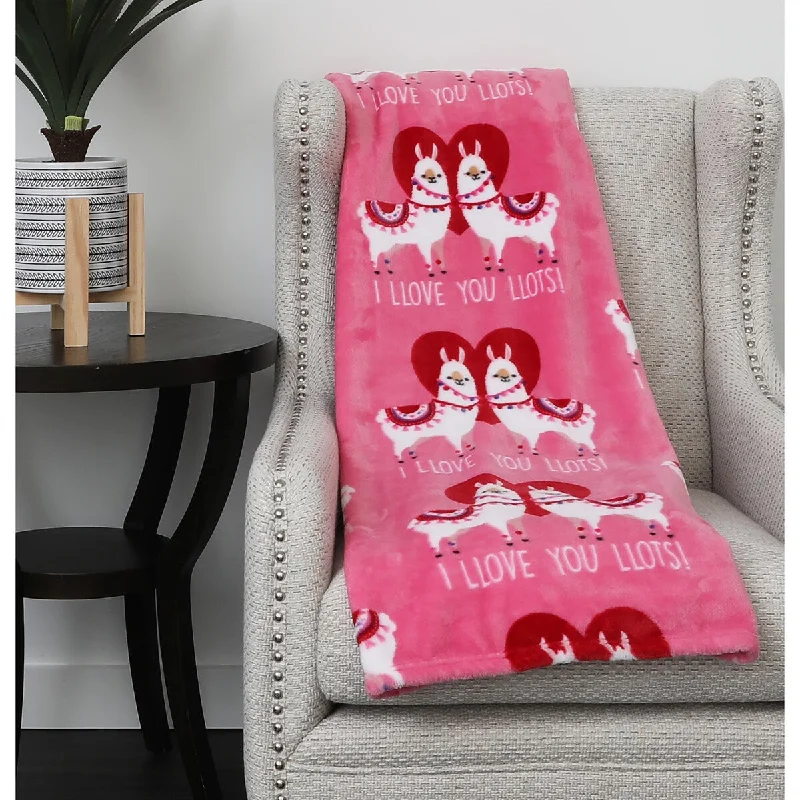 50x70" Lada Llama Love Printed Fleece Throw