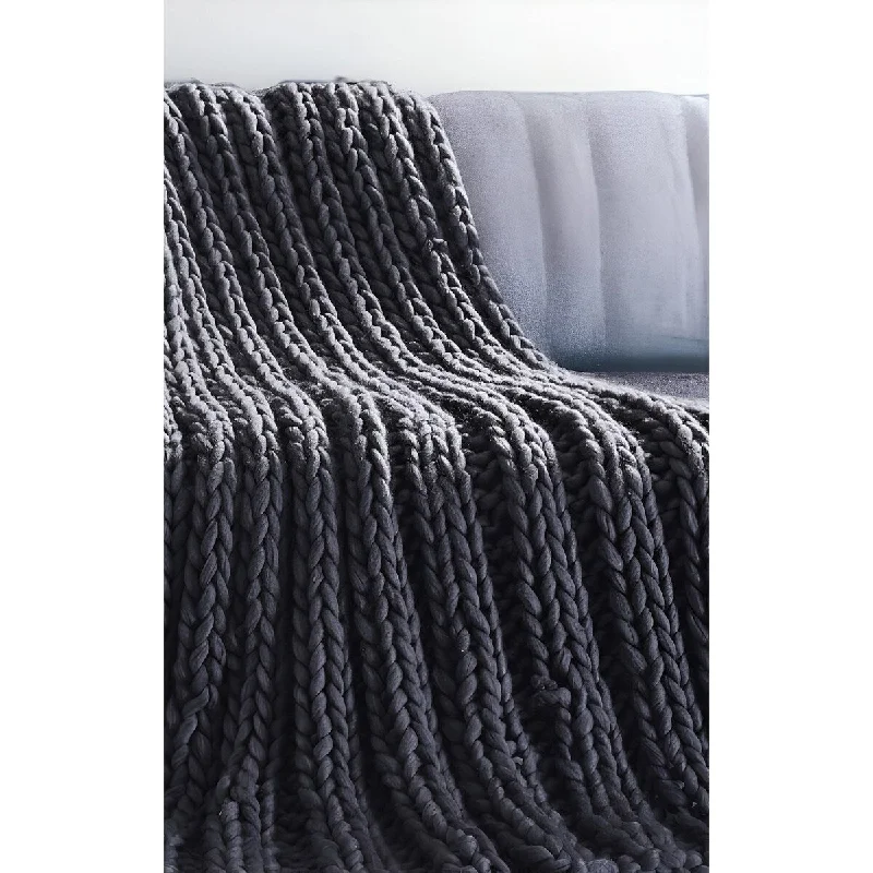 70" X 50" Dark Slate Gray Knitted Polyester Throw Blanket