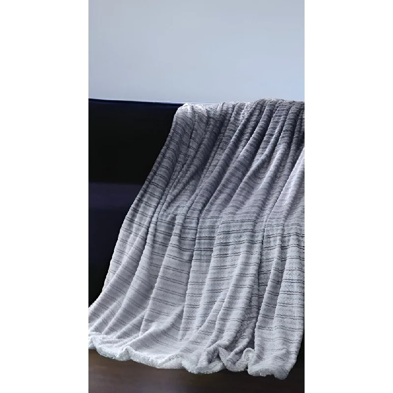 70" X 60" Dark Slate Gray Knitted Polyester Plush Throw Blanket