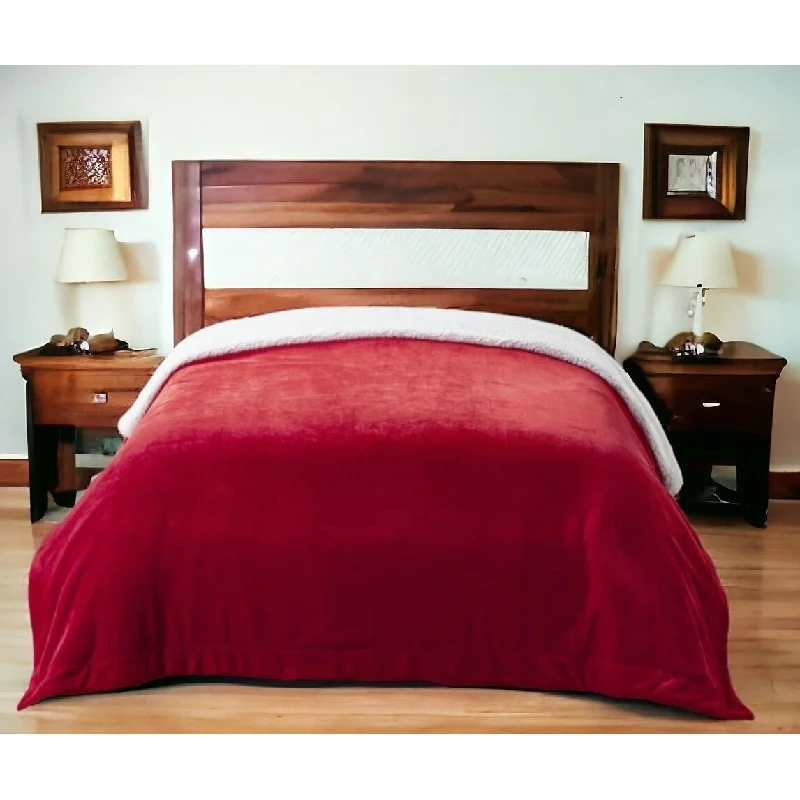 80" X 60" Red Knitted Polyester Plush Throw Blanket