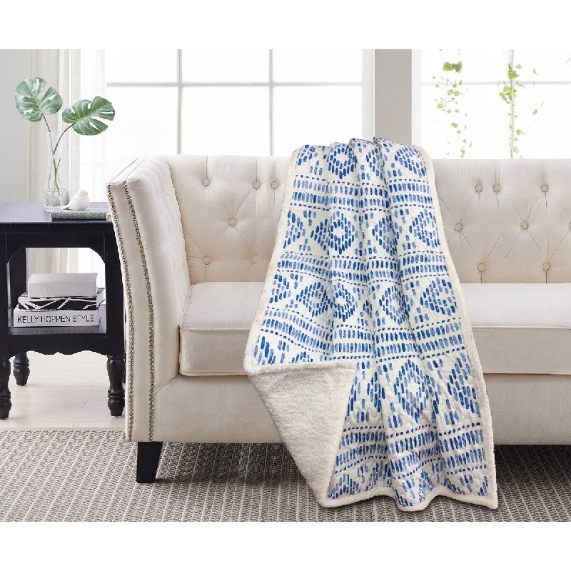 Austin Indigo Sherpa Throw 50x60