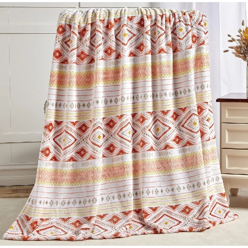 Aztec Style by Décor&More Oversized Luxe Plush Throw Blanket (50" x 70")