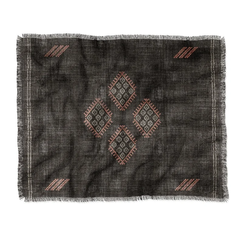 Becky Bailey Kilim In Black And Pink Made To Order Throw Blanket