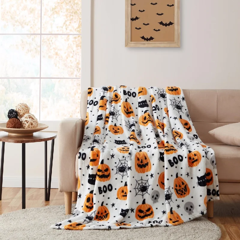 Boo Halloween Printed Plush Throw 50x70