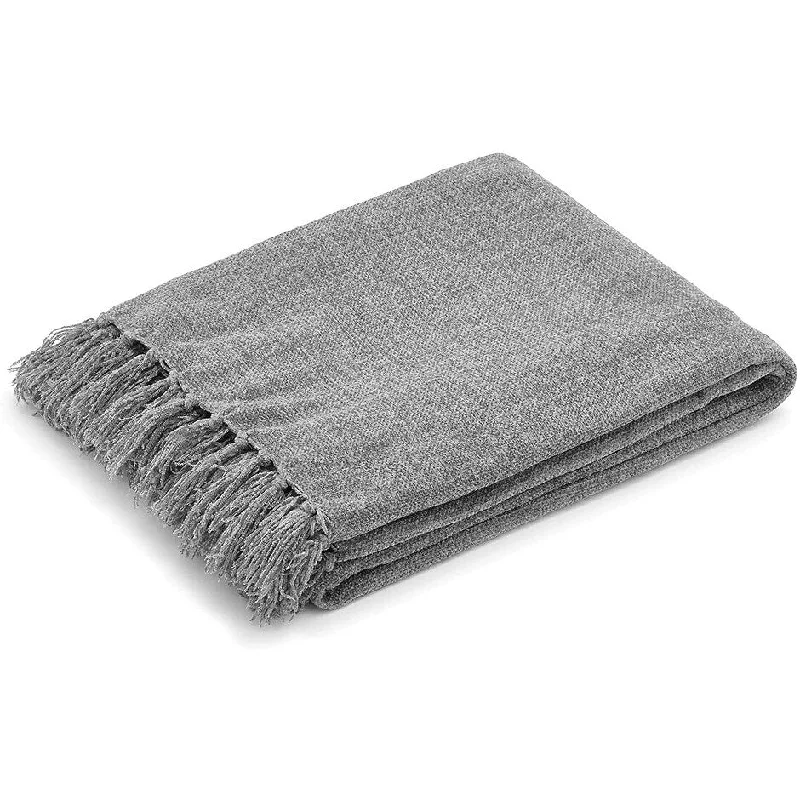 Chenille Throw Blanket - Breathable Polyester with Decorative Fringe - Wrinkle and Fade Resistant - 50" x 60"