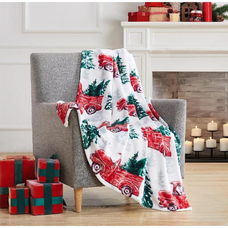 Christmas Tree Farm Printed Flannel Throw 50"x60"