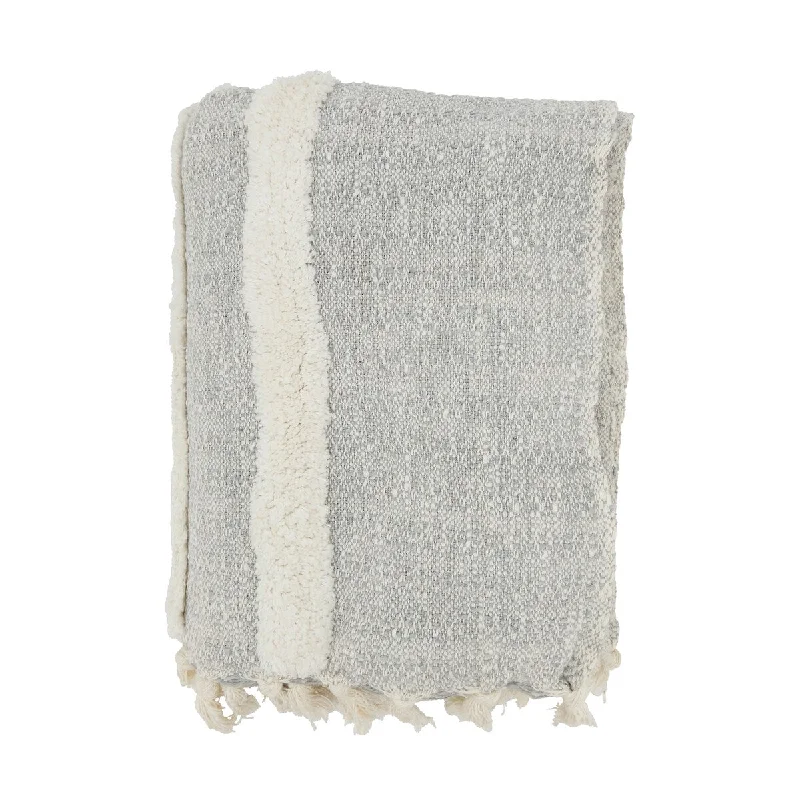 Comfy Tufted Knit Fringed Throw