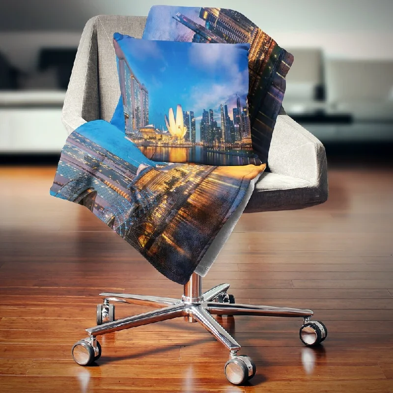 Designart 'Landscape of Singapore Cityscape' Photography Throw Blanket